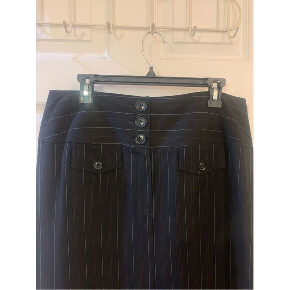 LARRY LEVINE SKIRT OFFICE SIREN STRAIGHT BLACK W/RED AND WHITE PINSTRIPES SZ 14 - Picture 4 of 13